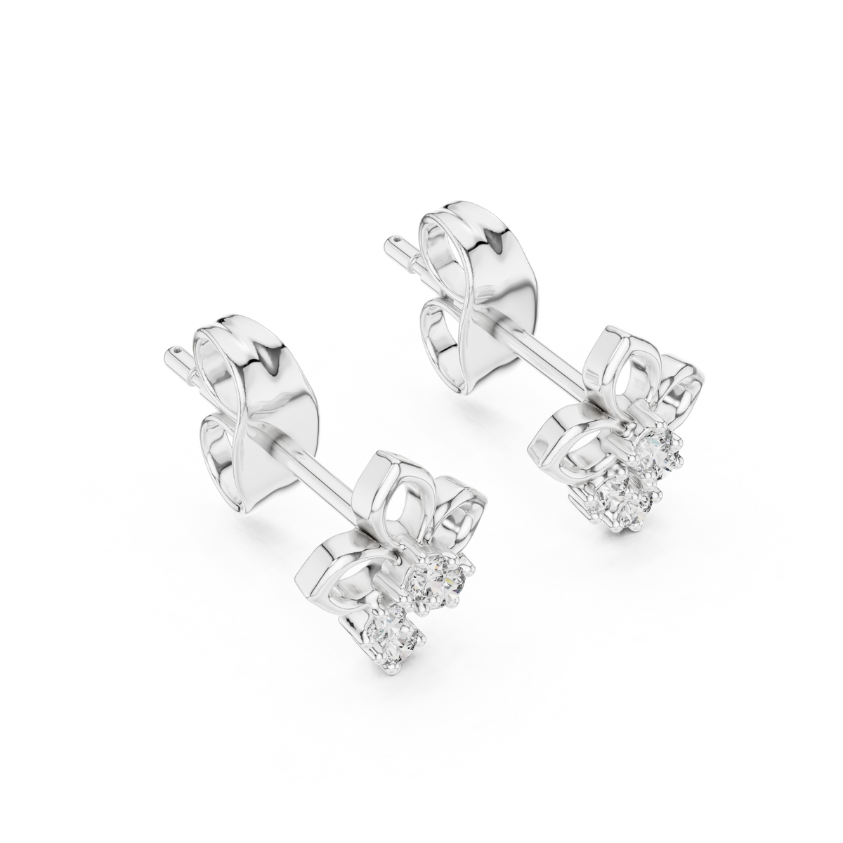High-End Floral Ribbon Diamond Earrings