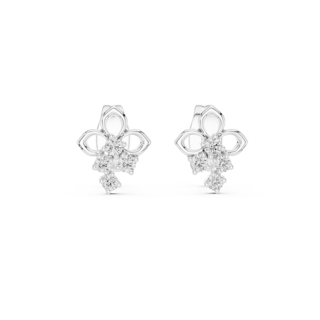 High-End Floral Ribbon Diamond Earrings