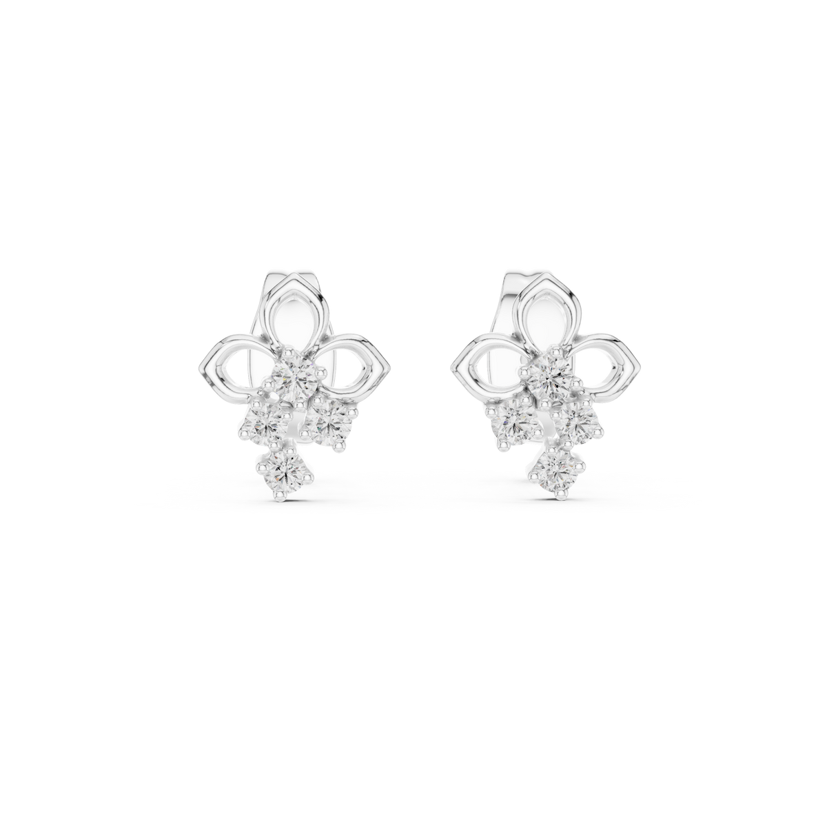 High-End Floral Ribbon Diamond Earrings