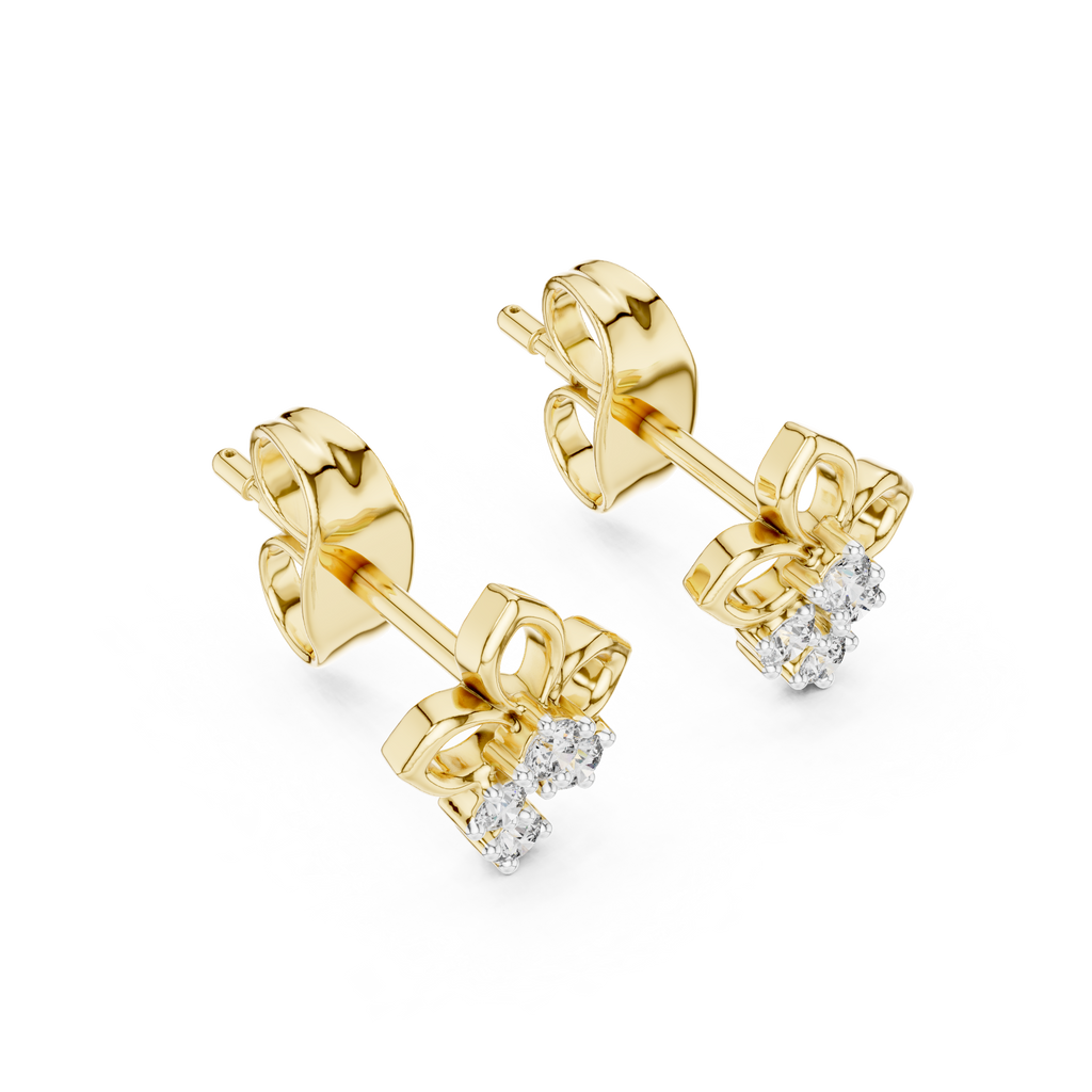 High-End Floral Ribbon Diamond Earrings