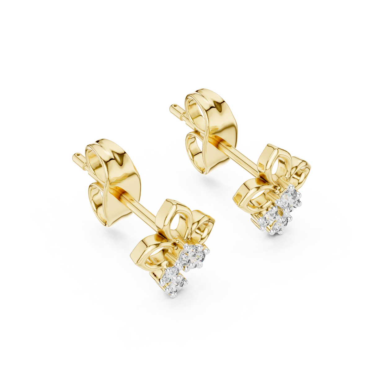High-End Floral Ribbon Diamond Earrings