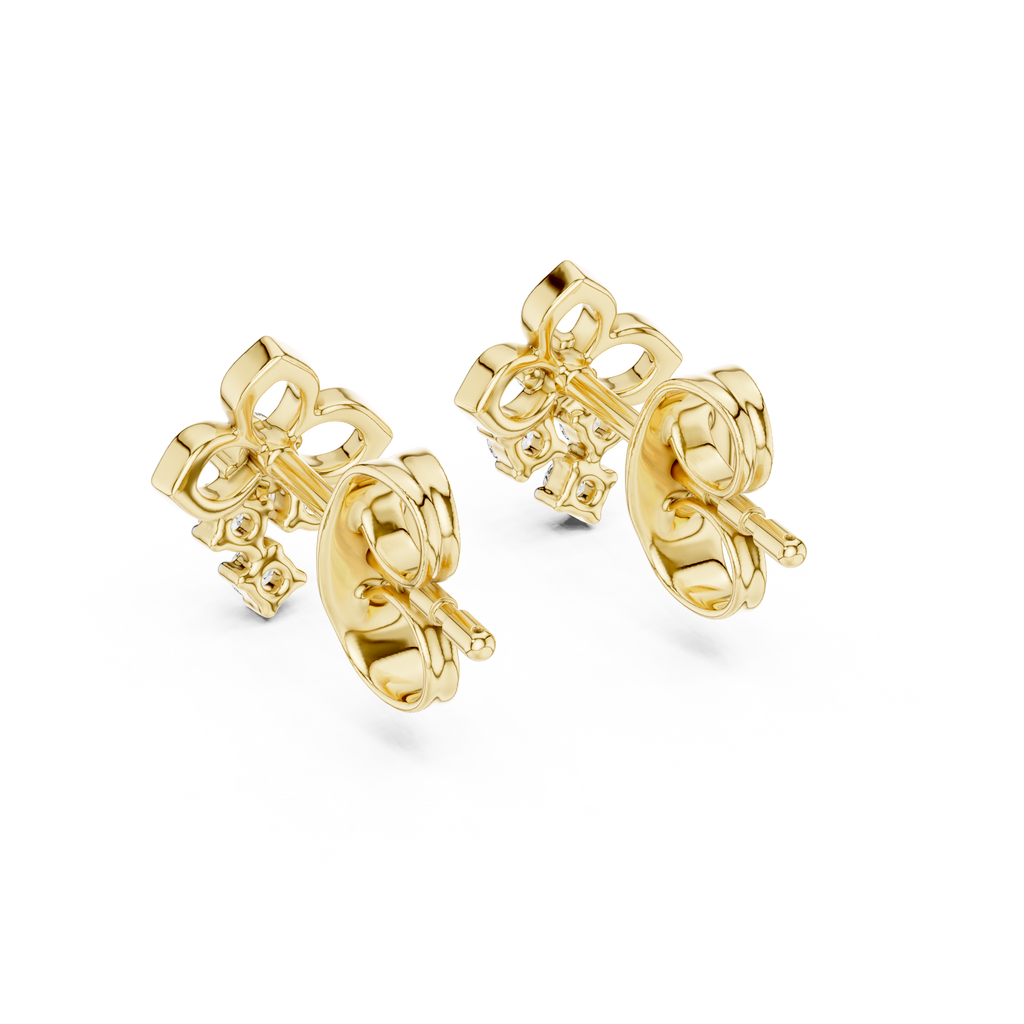 High-End Floral Ribbon Diamond Earrings