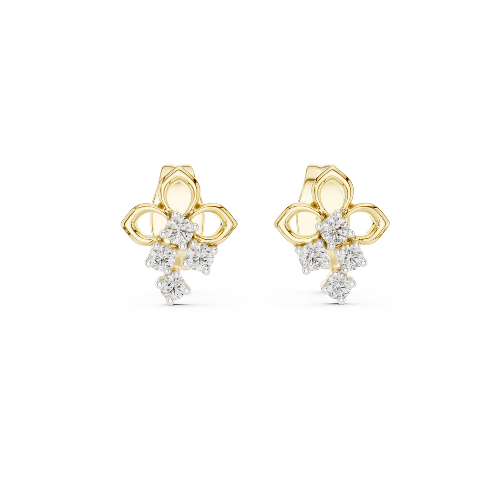 High-End Floral Ribbon Diamond Earrings