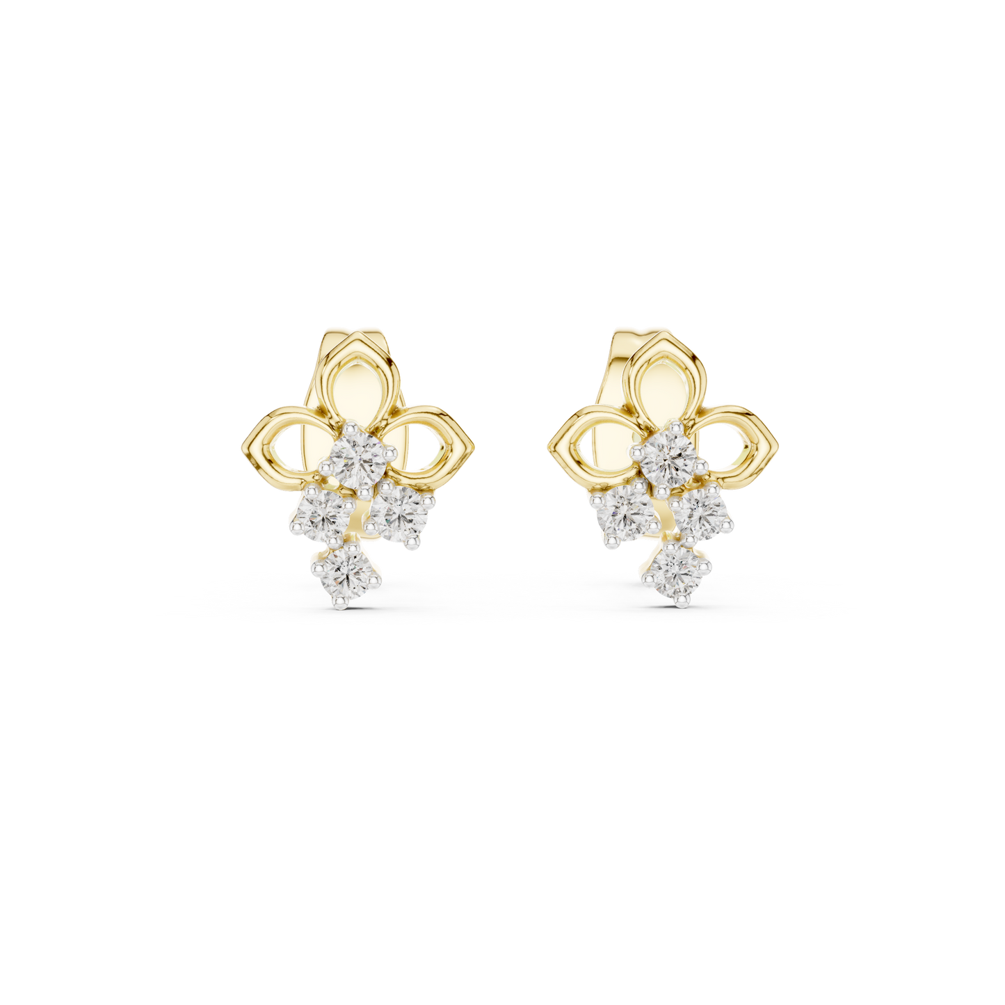 High-End Floral Ribbon Diamond Earrings