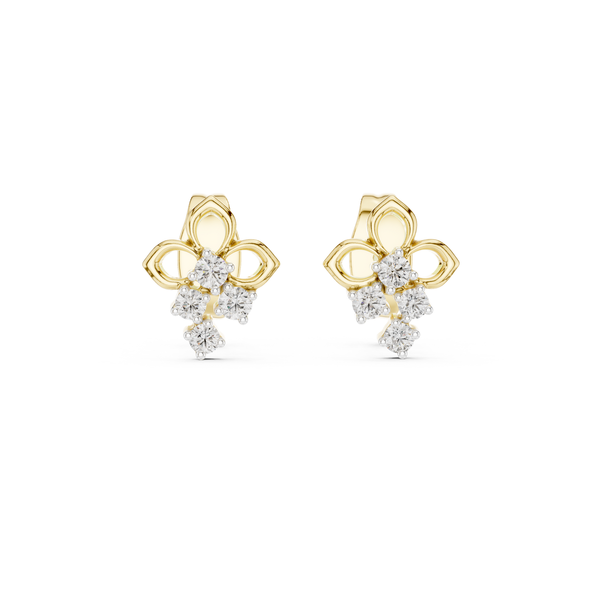High-End Floral Ribbon Diamond Earrings