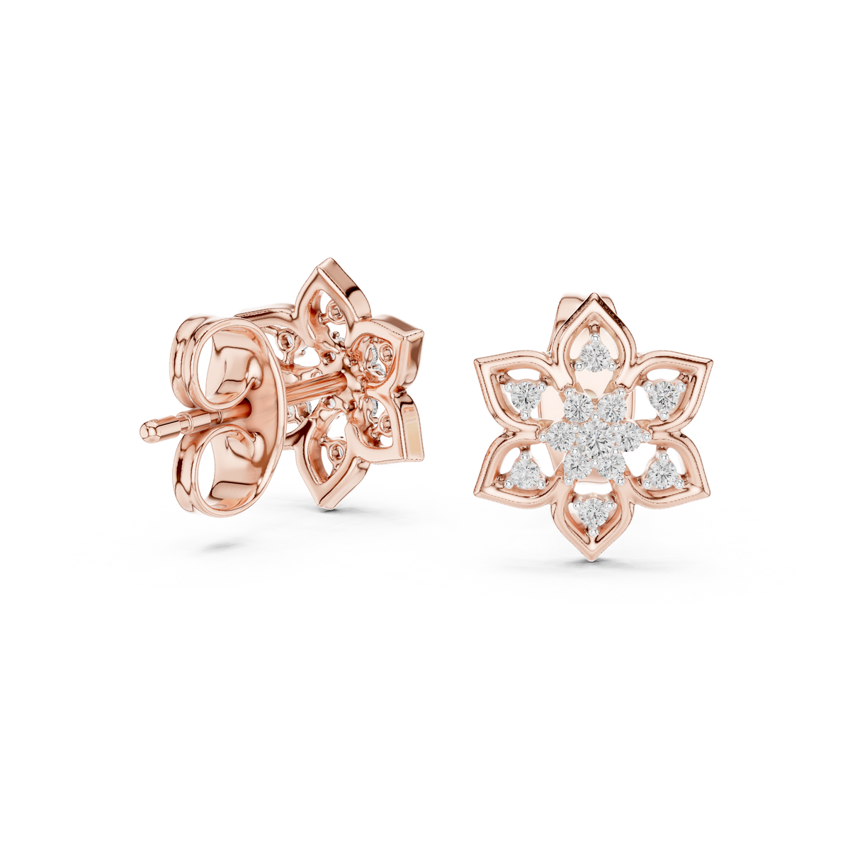 Premium Gold Star Design Diamond Stud Earrings Gift