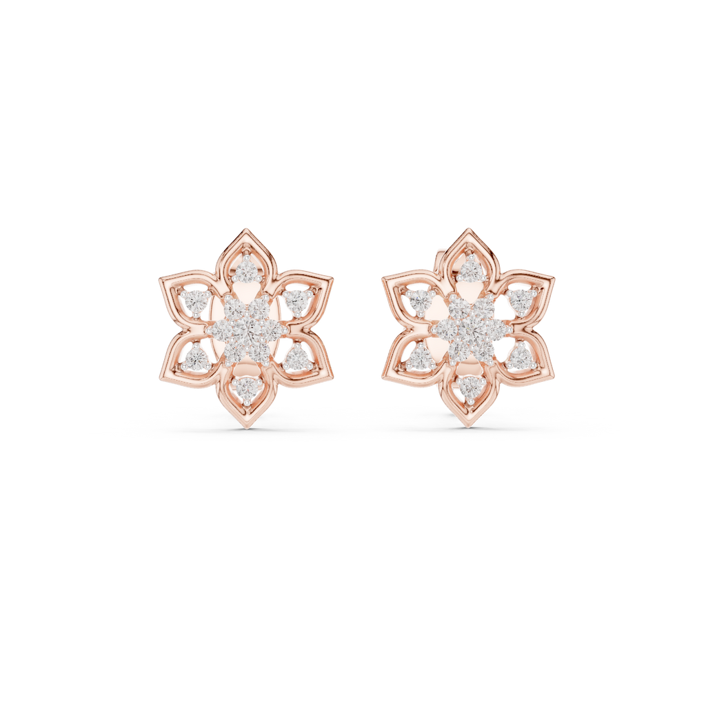 Premium Gold Star Design Diamond Stud Earrings Gift