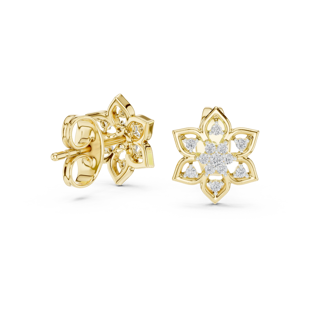 Premium Gold Star Design Diamond Stud Earrings Gift