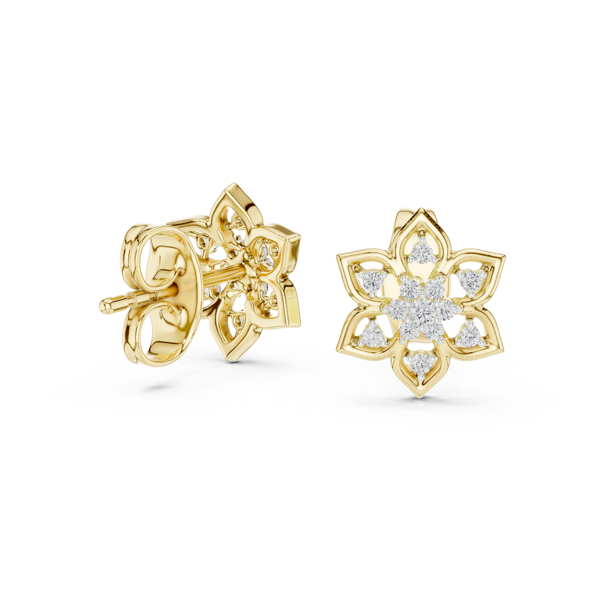 Premium Gold Star Design Diamond Stud Earrings Gift