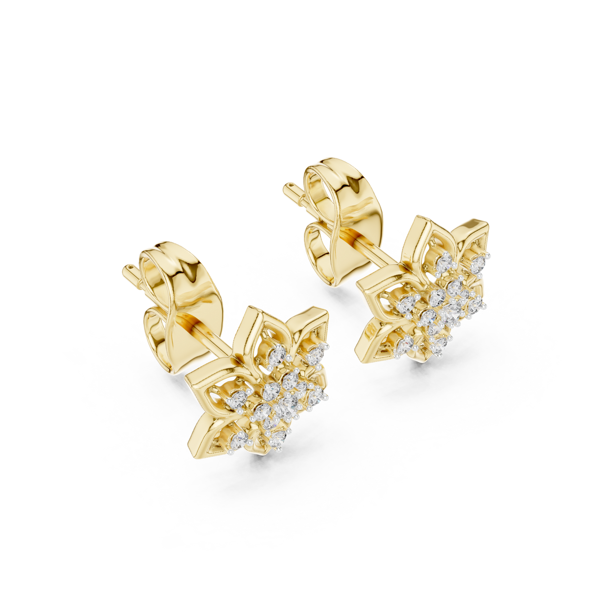 Premium Gold Star Design Diamond Stud Earrings Gift