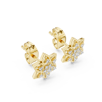 Premium Gold Star Design Diamond Stud Earrings Gift