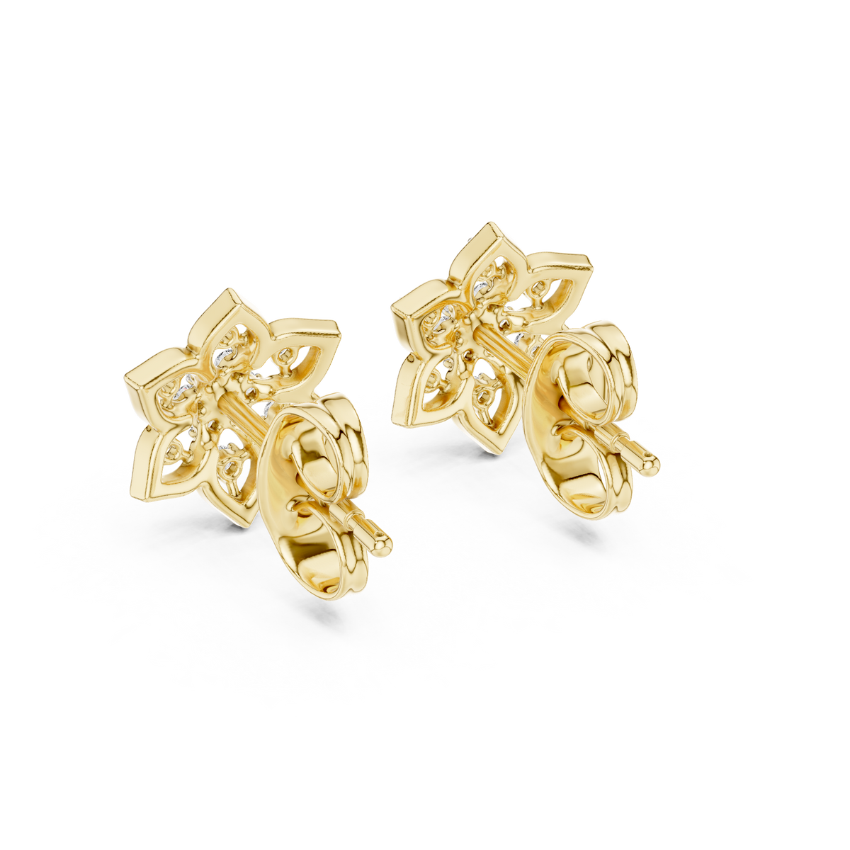 Premium Gold Star Design Diamond Stud Earrings Gift