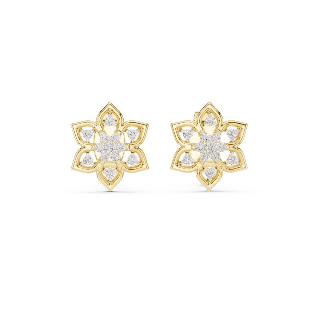 Premium Gold Star Design Diamond Stud Earrings Gift