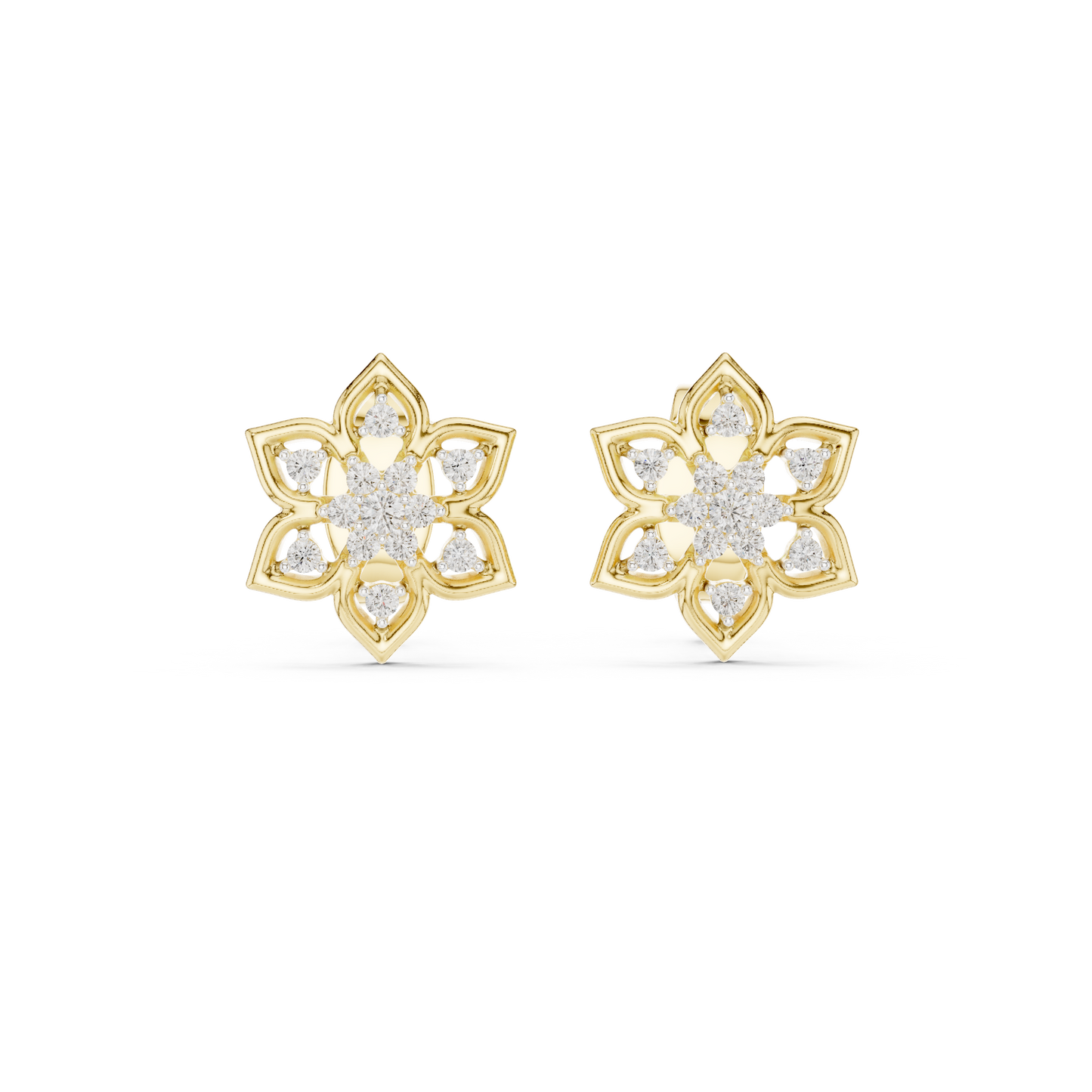 Premium Gold Star Design Diamond Stud Earrings Gift