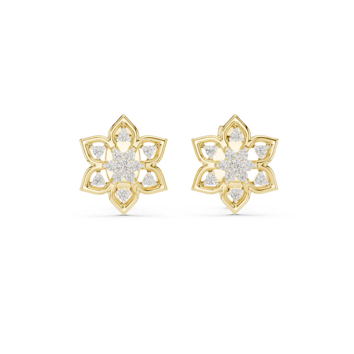 Premium Gold Star Design Diamond Stud Earrings Gift
