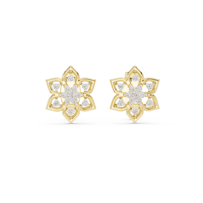 Premium Gold Star Design Diamond Stud Earrings Gift