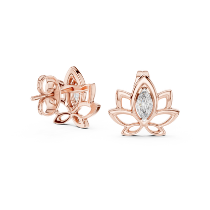 Celestial Lotus Marquise Diamond Stud Earrings