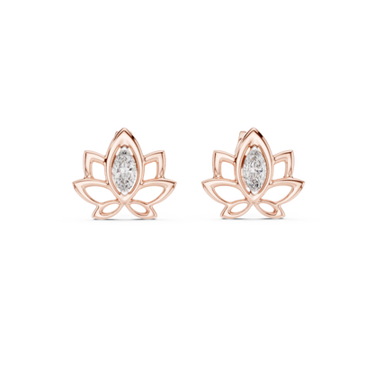Celestial Lotus Marquise Diamond Stud Earrings