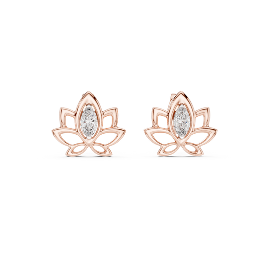 Celestial Lotus Marquise Diamond Stud Earrings