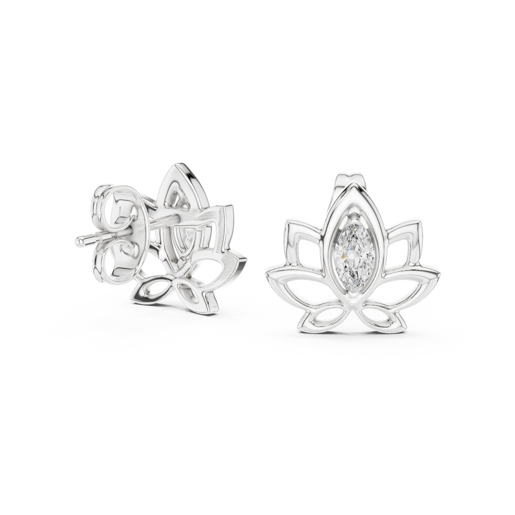 Celestial Lotus Marquise Diamond Stud Earrings