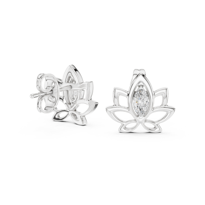 Celestial Lotus Marquise Diamond Stud Earrings