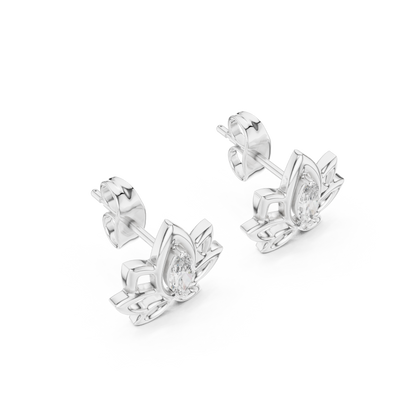 Celestial Lotus Marquise Diamond Stud Earrings