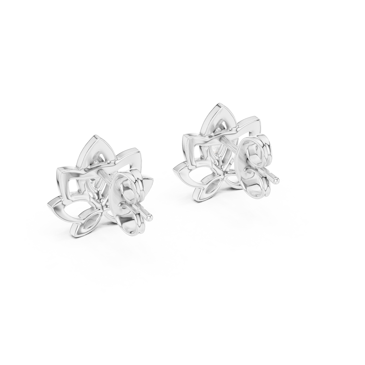 Celestial Lotus Marquise Diamond Stud Earrings