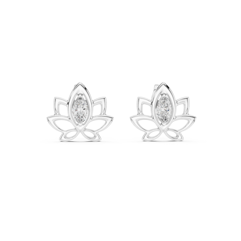 Celestial Lotus Marquise Diamond Stud Earrings