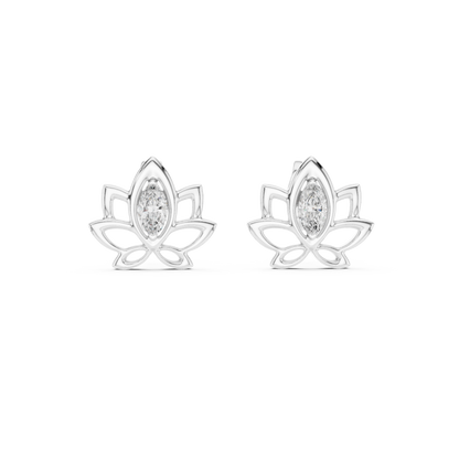 Celestial Lotus Marquise Diamond Stud Earrings
