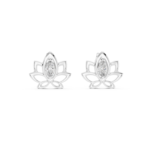 Celestial Lotus Marquise Diamond Stud Earrings