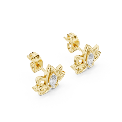 Celestial Lotus Marquise Diamond Stud Earrings
