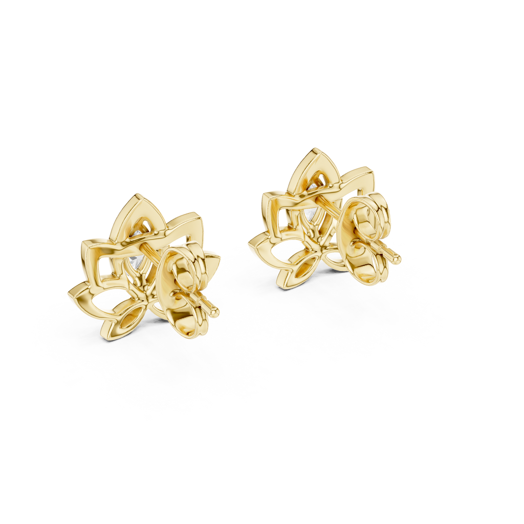 Celestial Lotus Marquise Diamond Stud Earrings