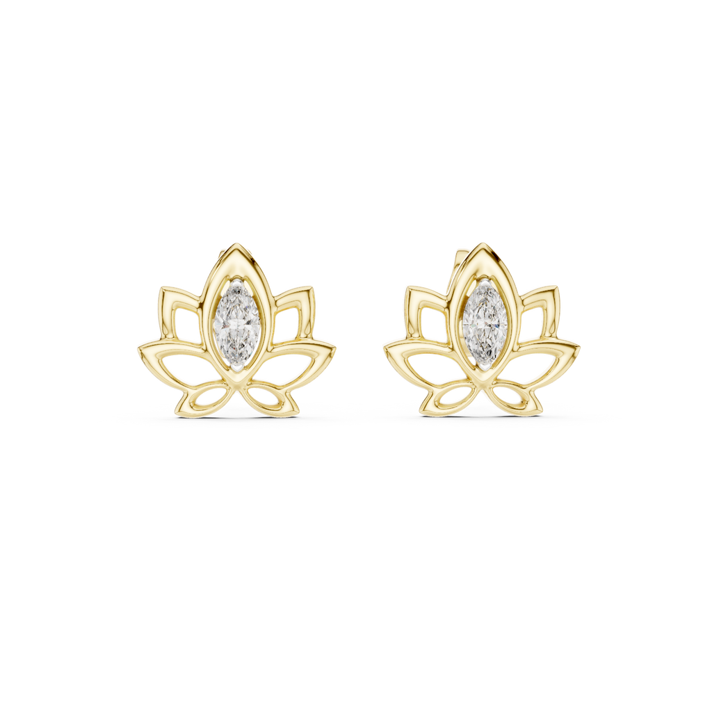 Celestial Lotus Marquise Diamond Stud Earrings