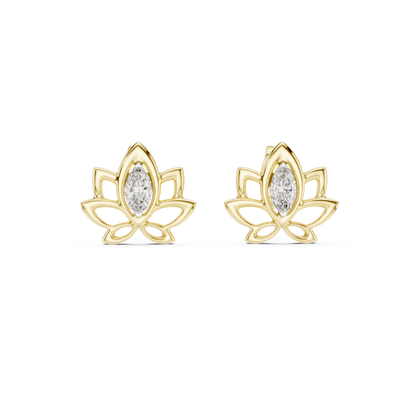 Celestial Lotus Marquise Diamond Stud Earrings