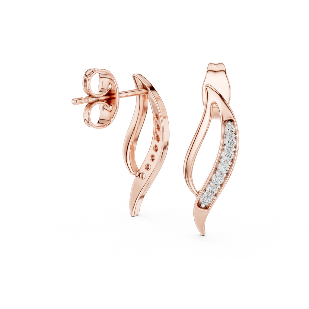 Elegant Vine Curve Diamond Earrings