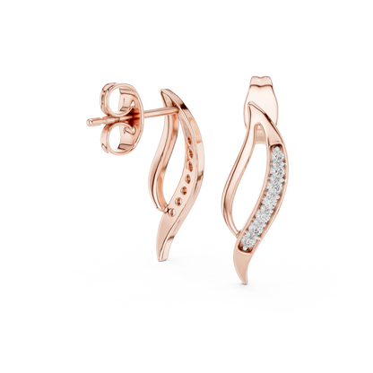 Elegant Vine Curve Diamond Earrings