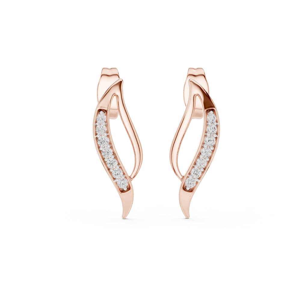 Elegant Vine Curve Diamond Earrings