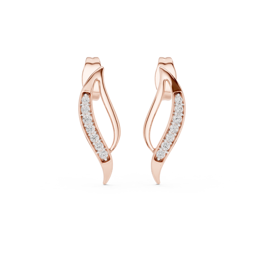 Elegant Vine Curve Diamond Earrings