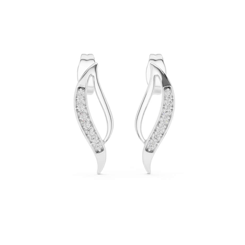 Elegant Vine Curve Diamond Earrings
