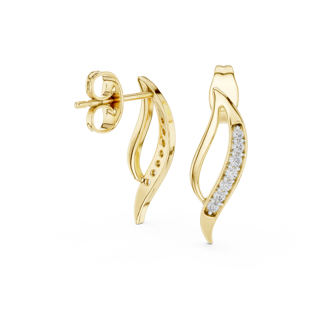 Elegant Vine Curve Diamond Earrings