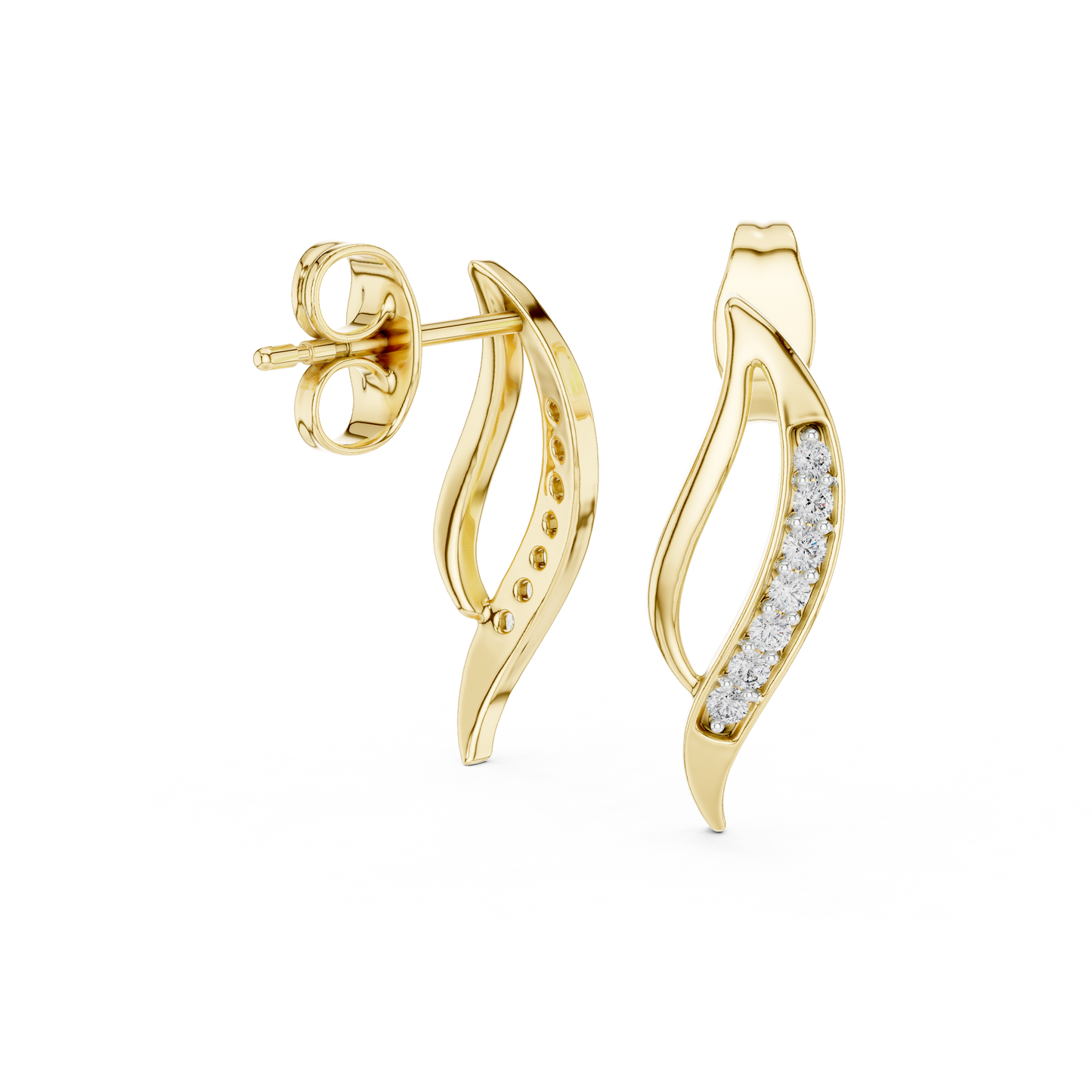 Elegant Vine Curve Diamond Earrings