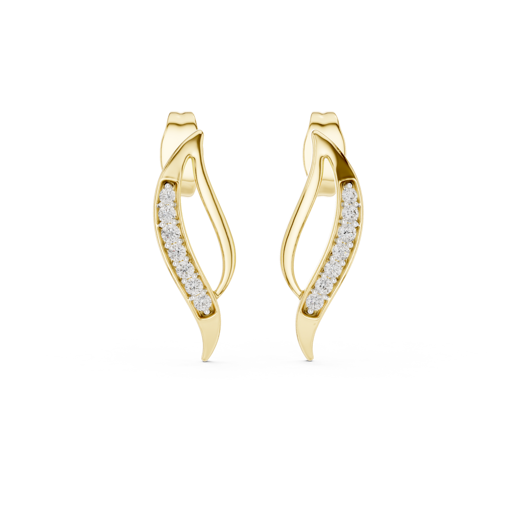 Elegant Vine Curve Diamond Earrings