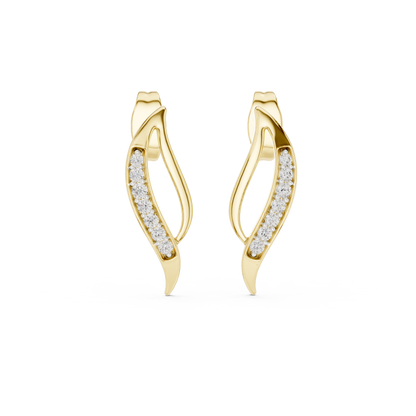 Elegant Vine Curve Diamond Earrings