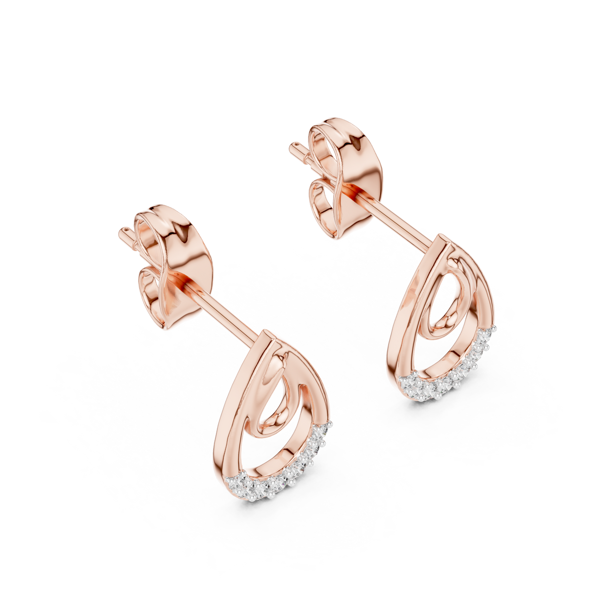 Funkelnde Diamant-Gold-Creolen | Ohrringe mit Blumenmuster