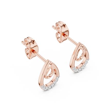 Double Loop Teardrop Diamond Earrings