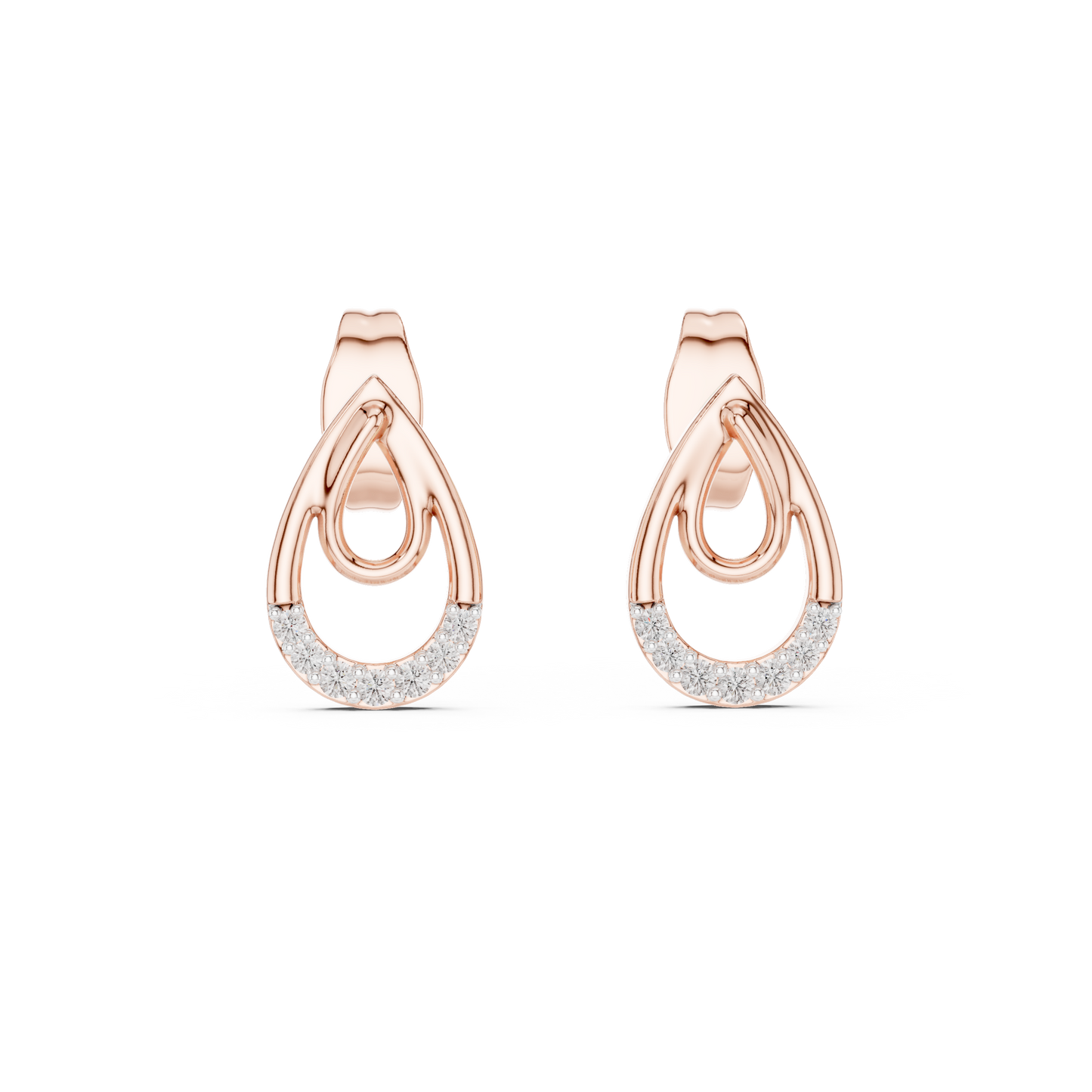 Double Loop Teardrop Diamond Earrings