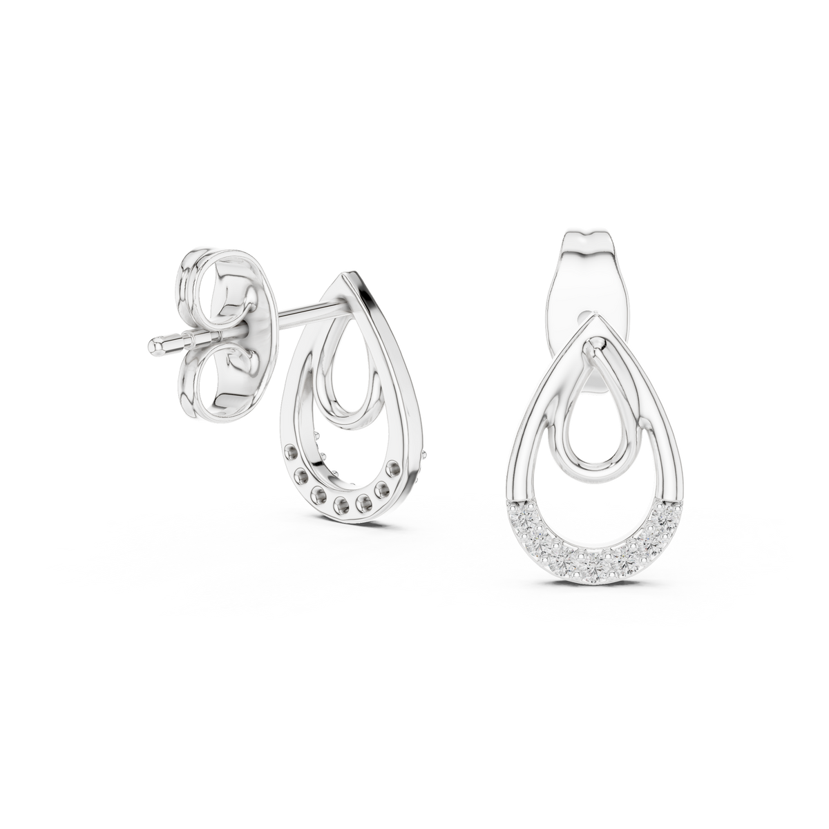 Double Loop Teardrop Diamond Earrings