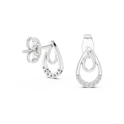 Double Loop Teardrop Diamond Earrings