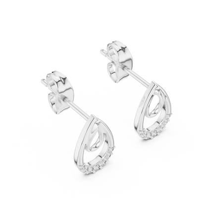 Double Loop Teardrop Diamond Earrings