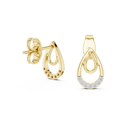 Double Loop Teardrop Diamond Earrings
